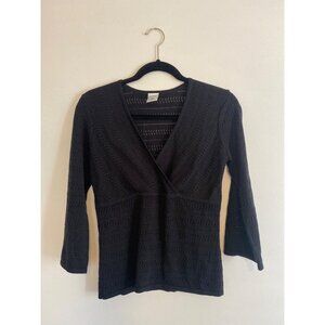 Old Navy Lightweight Y2K Women’s Black Knit 3/4 Sleeve Top Size M Cotton Blend